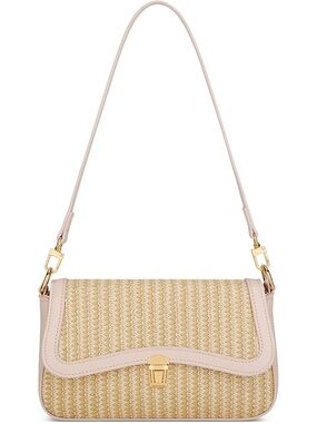 〽️ Women's Weave Beige Cute Hobo Mini Clutch Purses Zipper Small Crossbody Bag
